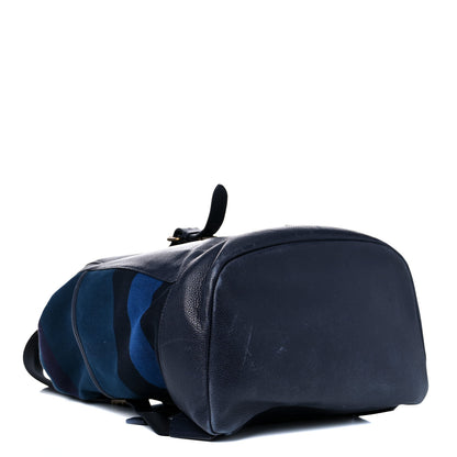 Burberry Grain Calfskin Canvas Mega Check Drifton Backpack Blue 3 of 19