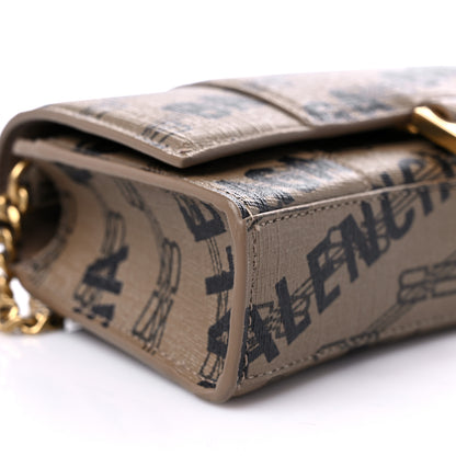 Balenciaga Coated Canvas BB Monogram Allover Logo Hourglass Chain Bag Beige Brown Black 7 of 9