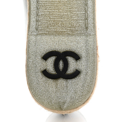 Chanel Crumpled Lambskin CC Mocassin Loafer Espadrilles 40.5 Silver 9 of 10