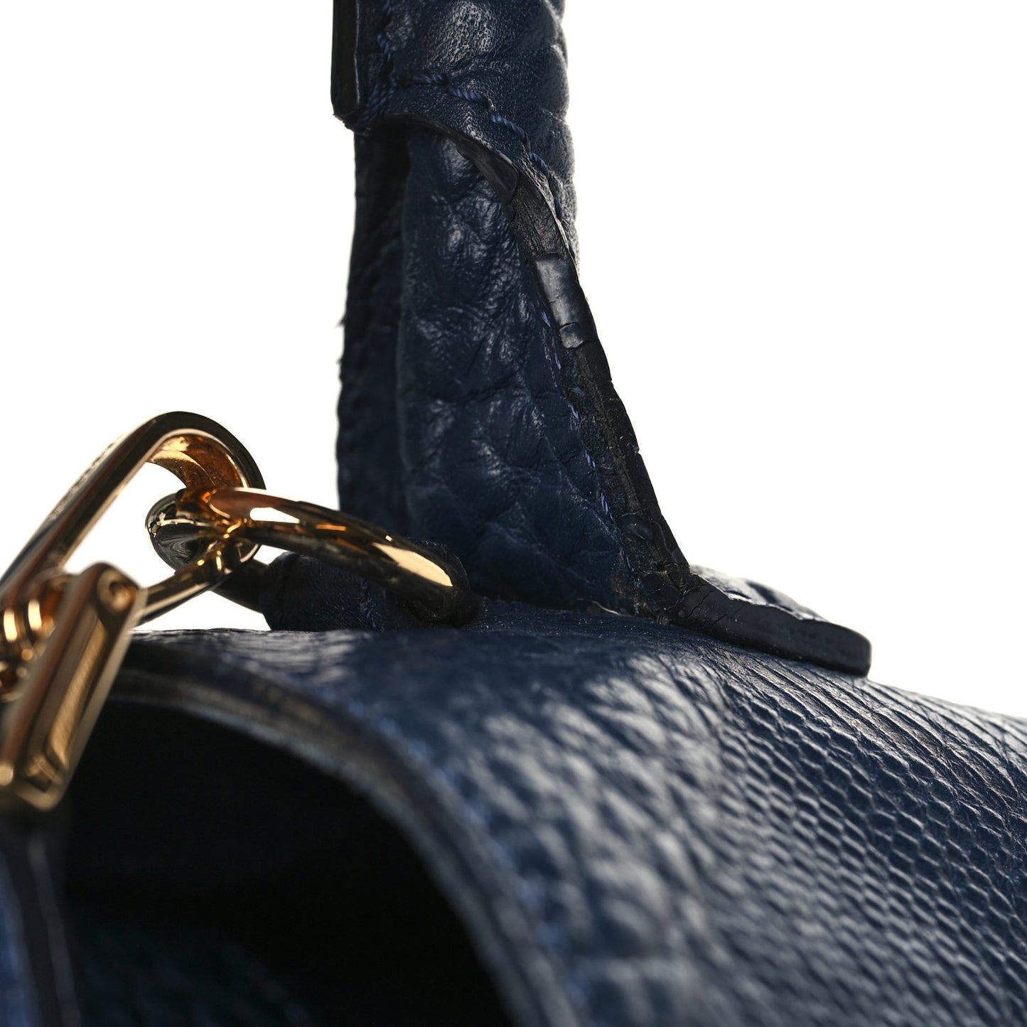 Heritage Grain Check Embossed Medium Dewsbury Tote Blue Carbon