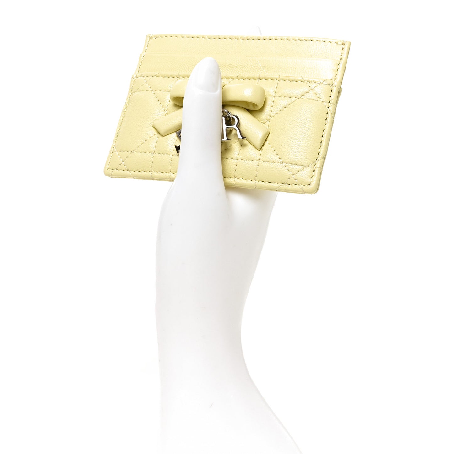 Lambskin Cannage Lady Dior Fressia Card Holder Mimosa