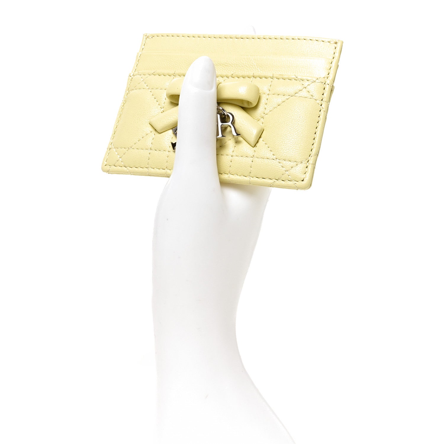 Christian Dior Lambskin Cannage Lady Dior Fressia Card Holder Mimosa 2 of 8