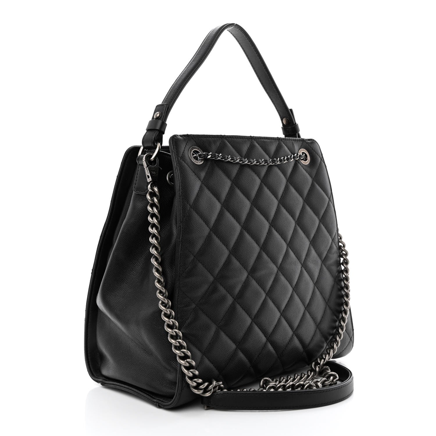 Chanel Caviar Quilted Medium CC Bucket Bag Black 3 of 10