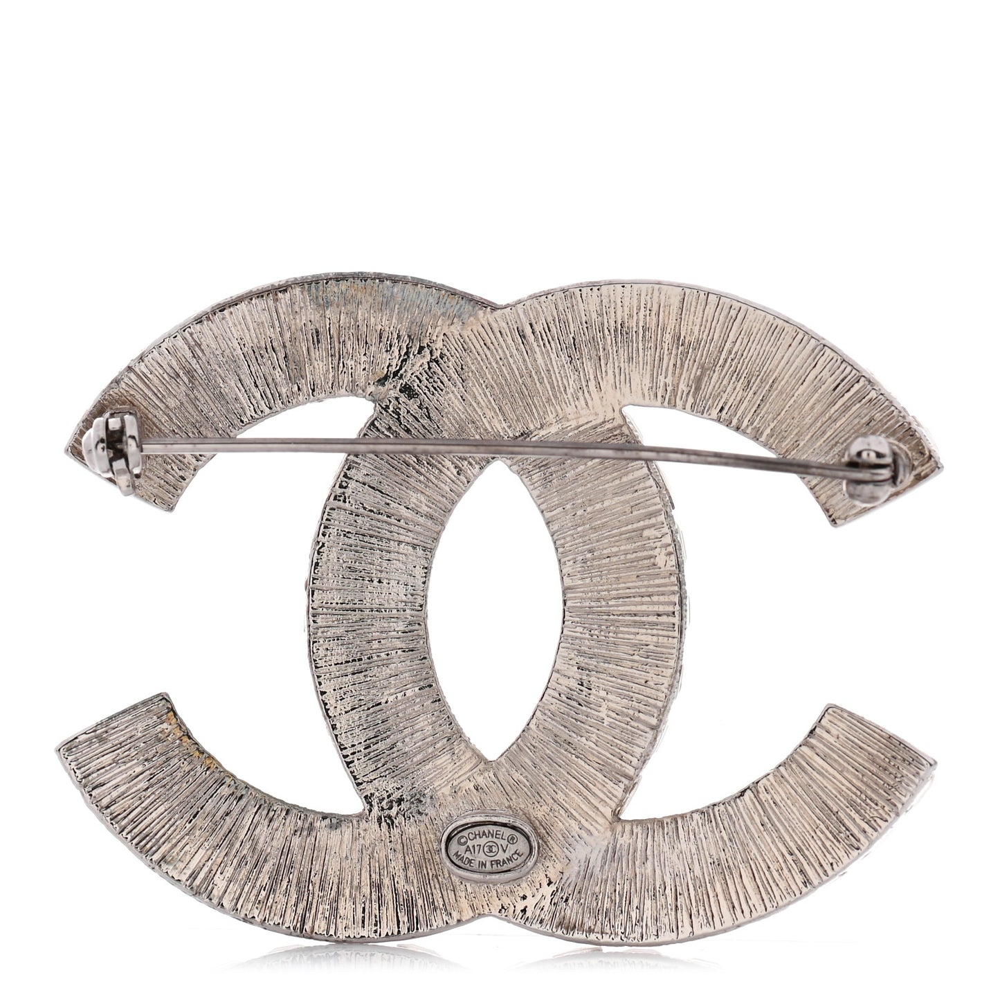 Baguette Crystal CC Brooch Silver