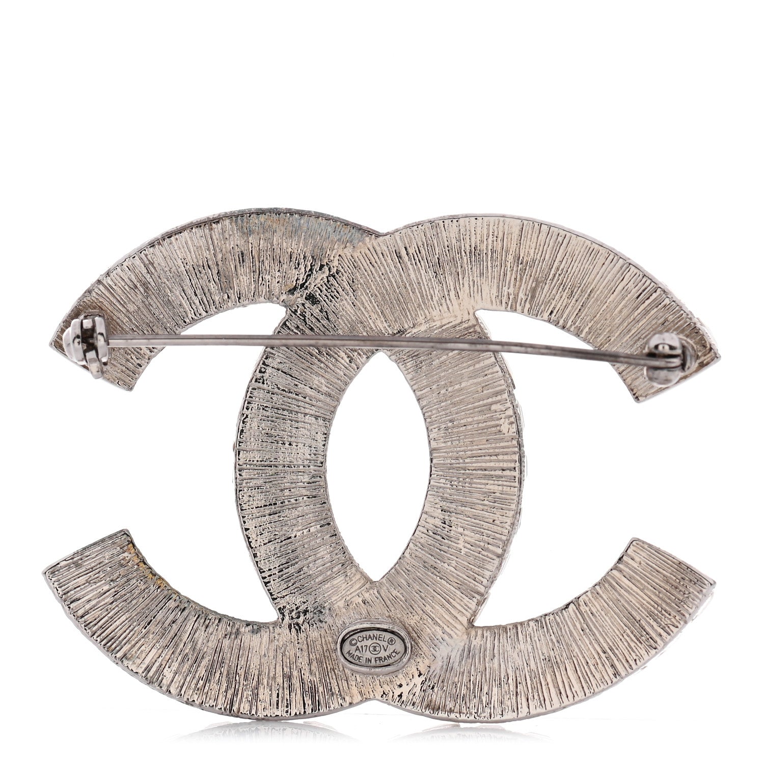 Chanel Baguette Crystal CC Brooch Silver 3 of 4