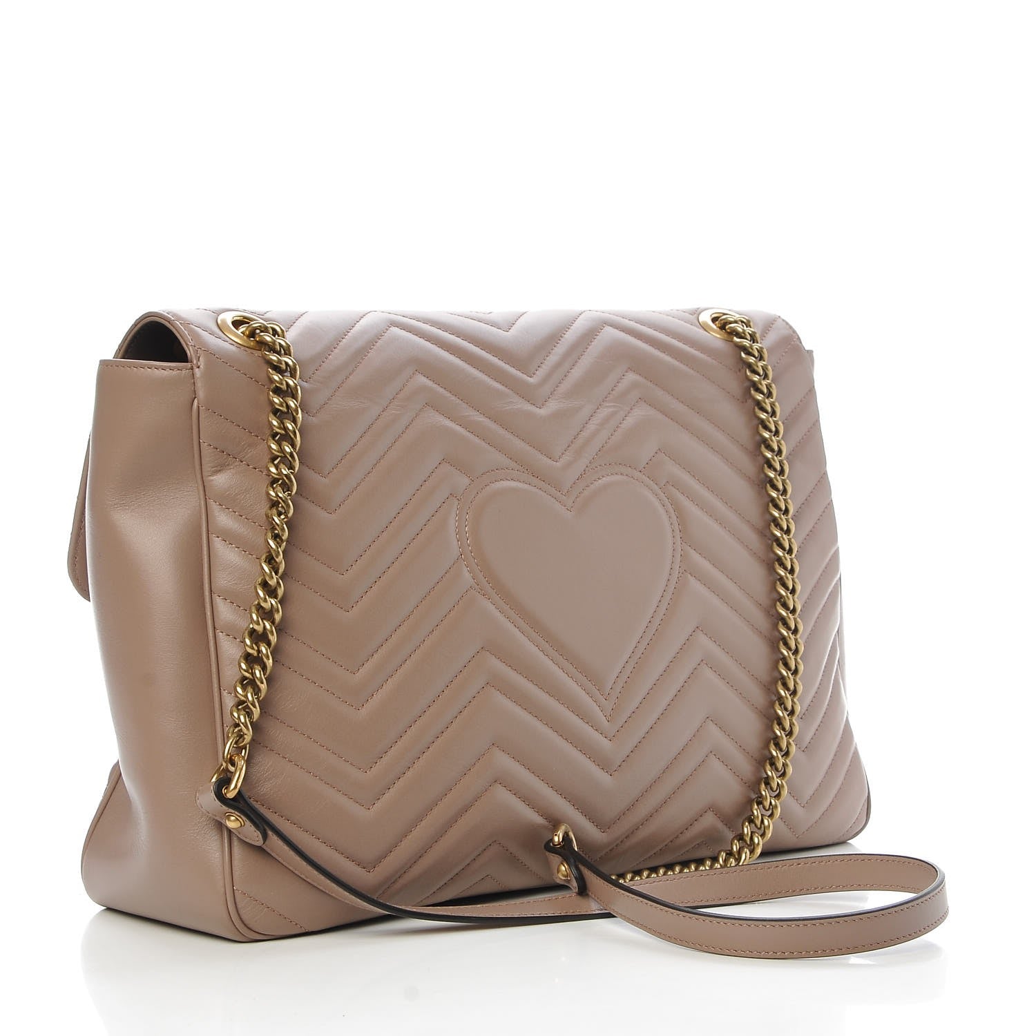 Gucci Calfskin Matelasse Heart Large GG Marmont Shoulder Bag Porcelain Rose 3 of 7