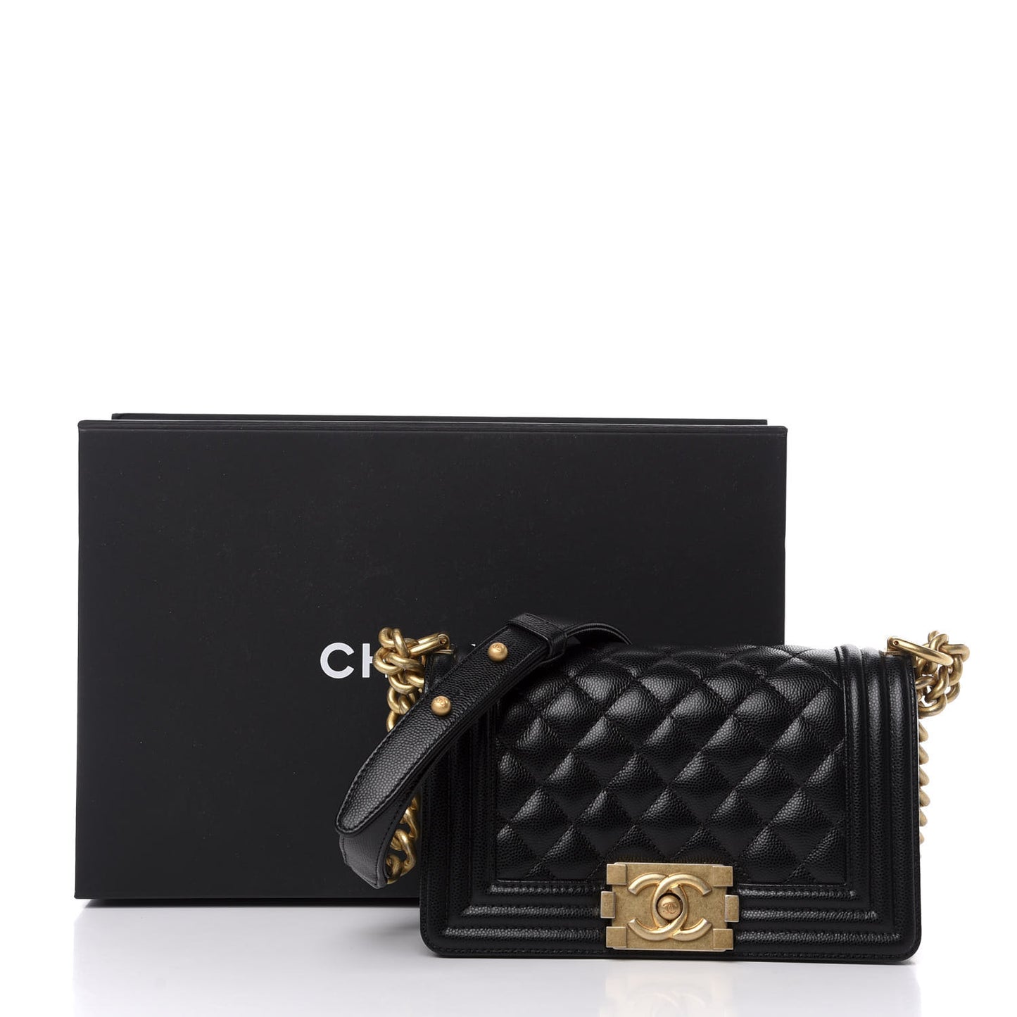Caviar Quilted Small Boy Flap Black