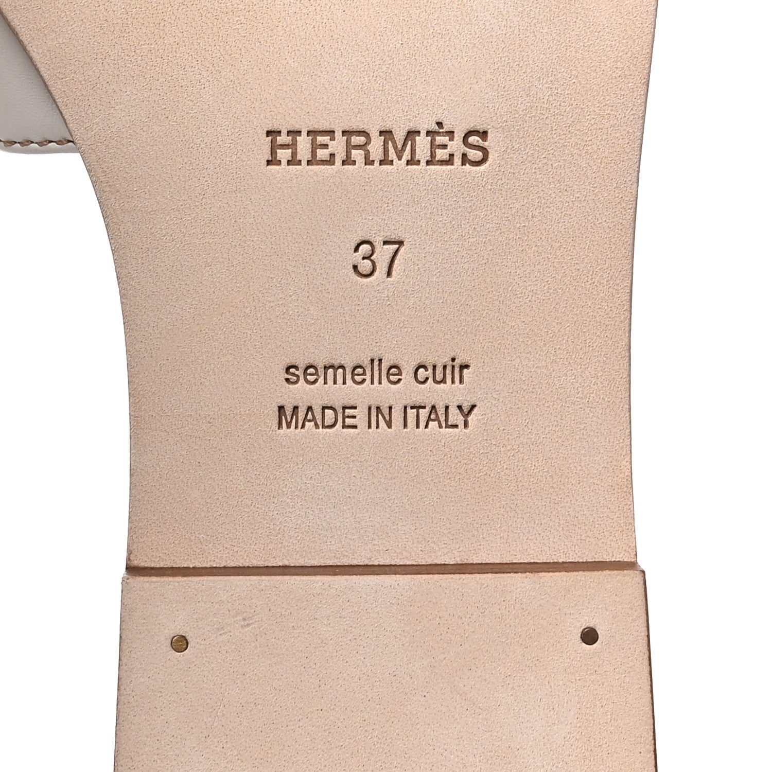Hermes Box Calfskin Oran Sandals 37 White 8 of 9