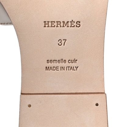Hermes Box Calfskin Oran Sandals 37 White 8 of 9