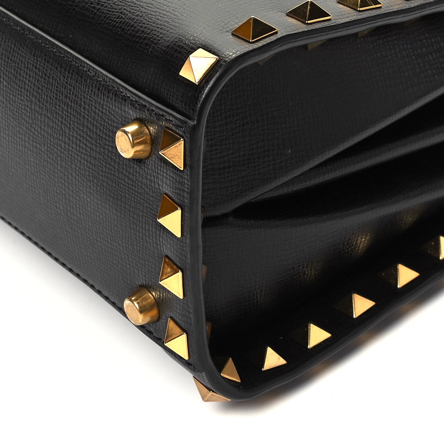 Grainy Calfskin Small Rockstud Alcove Top-Handle Flap Bag Black