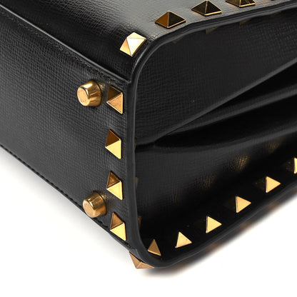 Valentino Garavani Grainy Calfskin Small Rockstud Alcove Top-Handle Flap Bag Black 8 of 8