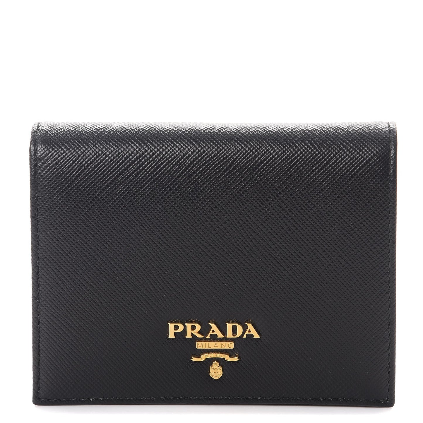 Saffiano Metal Bi-Fold Compact Wallet Black
