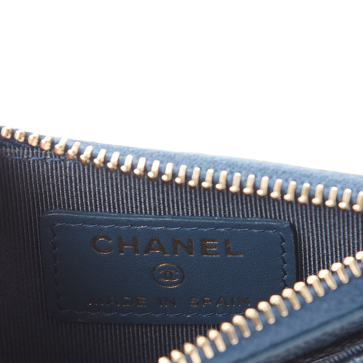Chanel Metallic Caviar Quilted CC Zip Card Holder Dark Blue 6 of 8