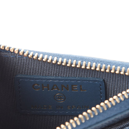 Chanel Metallic Caviar Quilted CC Zip Card Holder Dark Blue 6 of 8