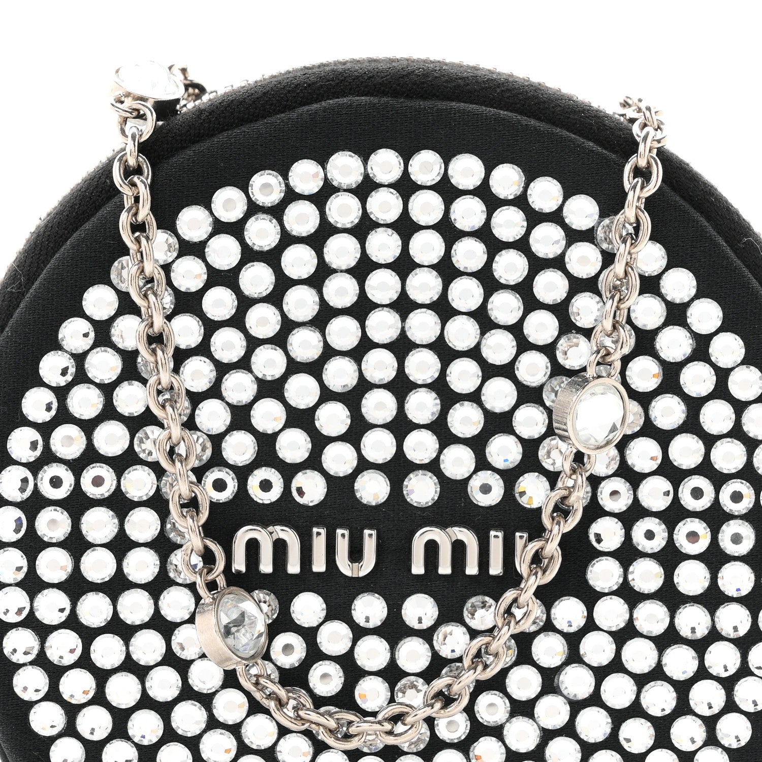 Miu Miu Raso Crystal Starlight Nano Circle Mini Bag Black 7 of 9