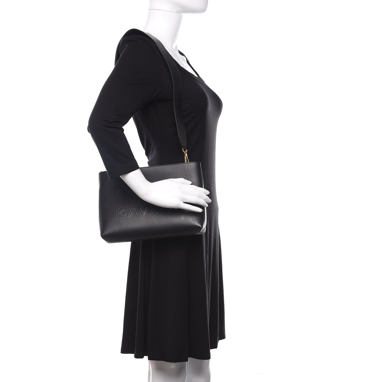 Calfskin Logo Debossed Bag Black