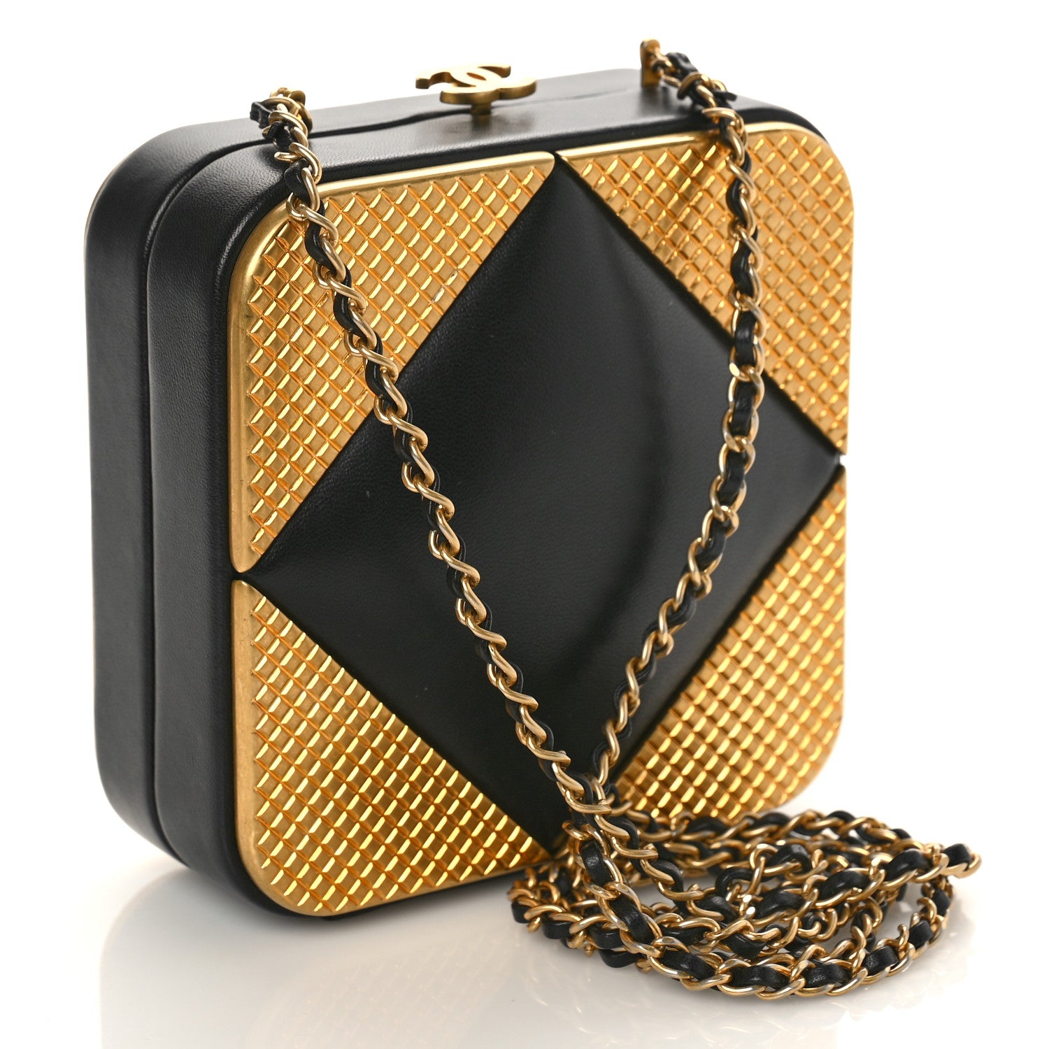 Chanel Lambskin Mini Evening Bag Black Gold 3 of 9