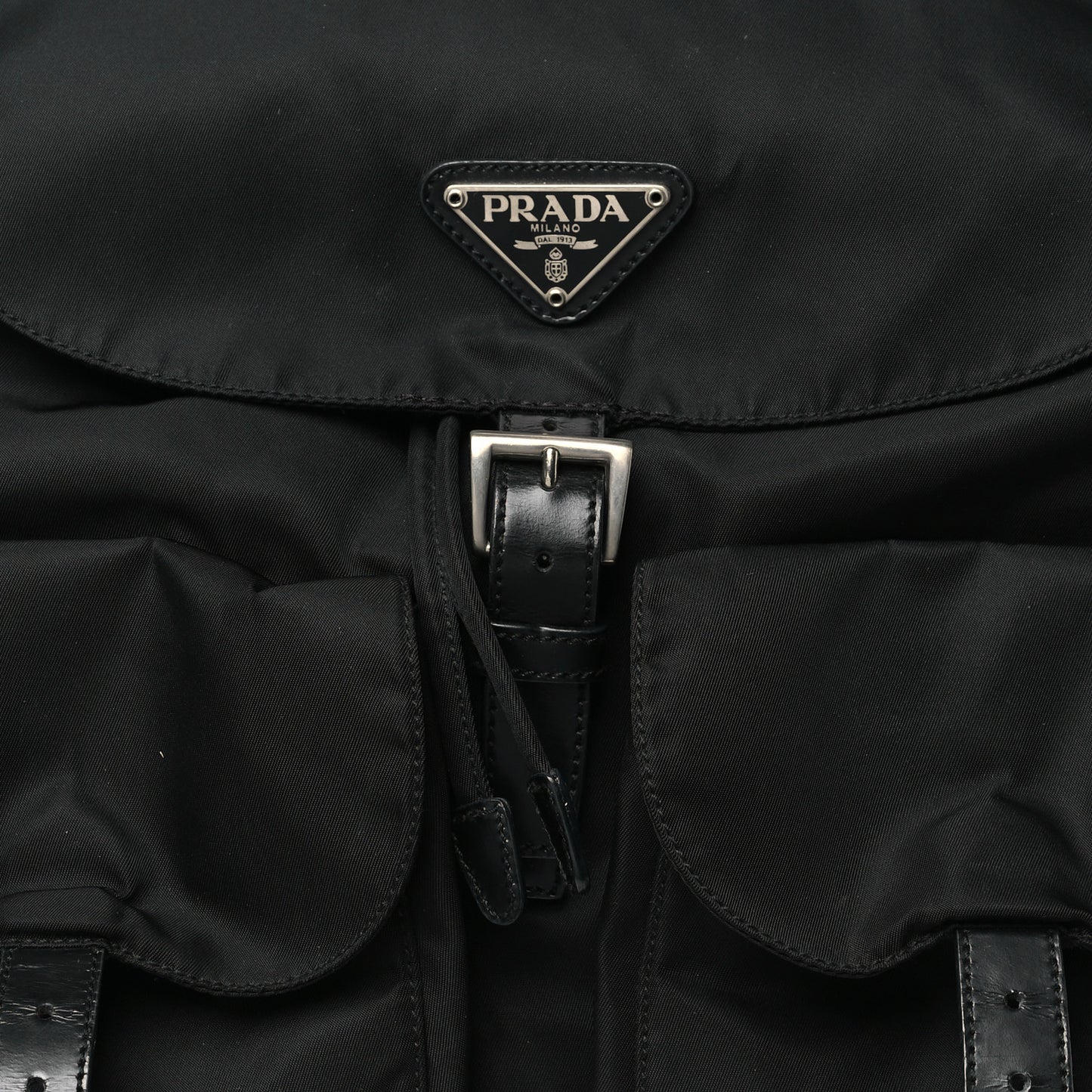 Tessuto Nylon Saffiano Medium Backpack Black