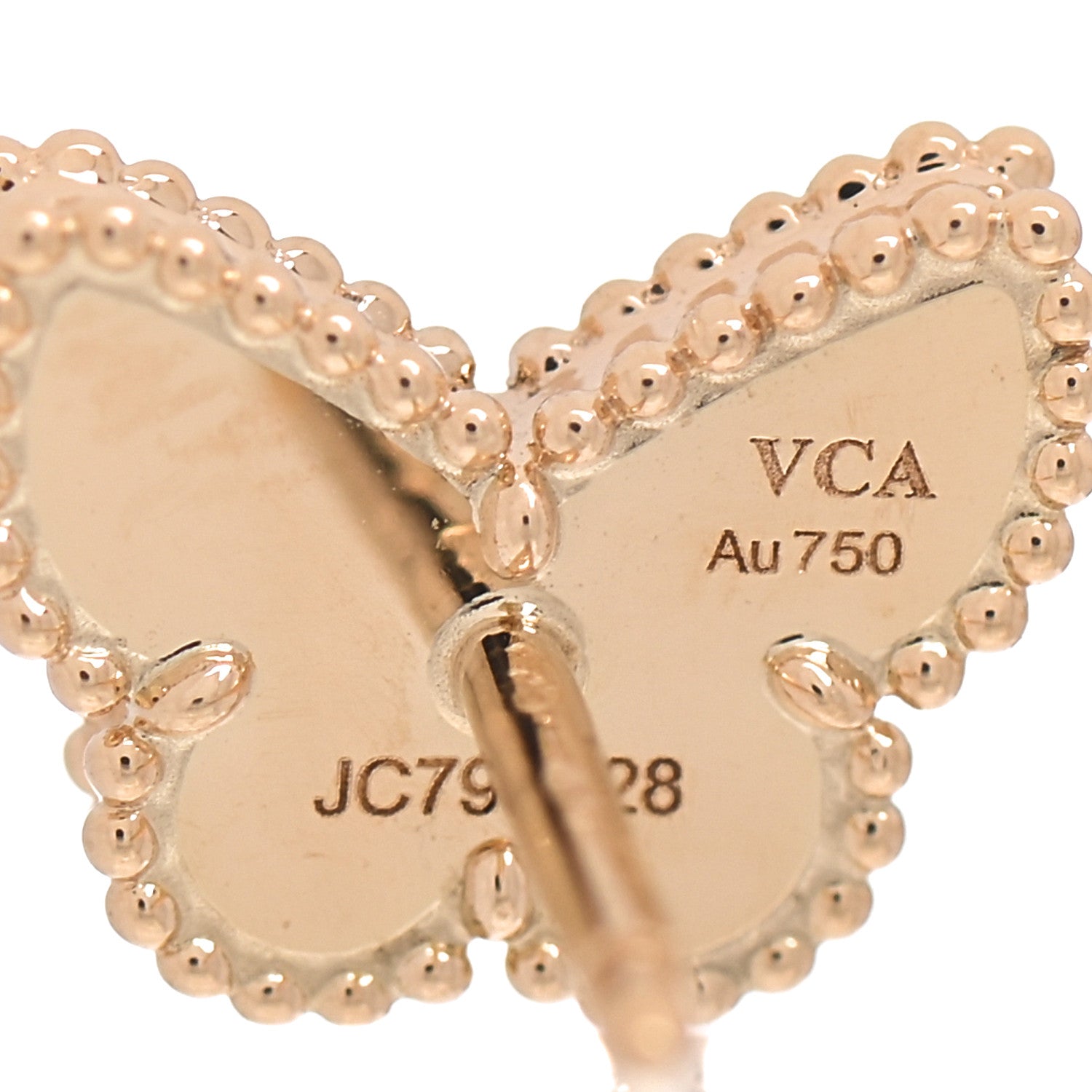 Van Cleef & Arpels 18K Yellow Gold Mother of Pearl Sweet Alhambra Butterfly Earrings 4 of 5
