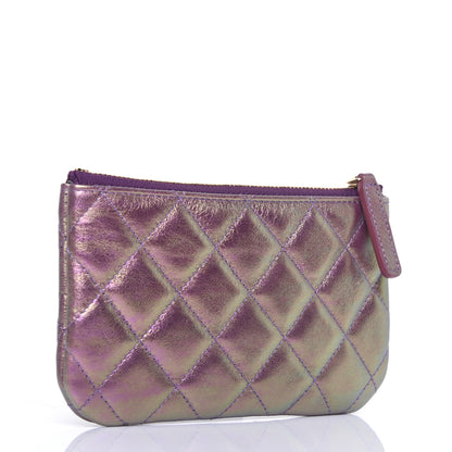 Chanel Iridescent Lambskin Quilted Small Cosmetic Case Purple 3 of 11