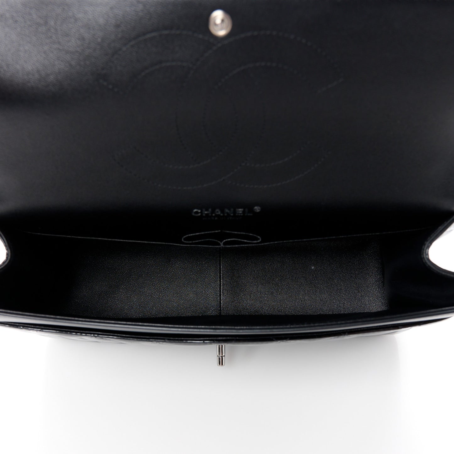 Patent Quilted Jumbo Double Flap Black