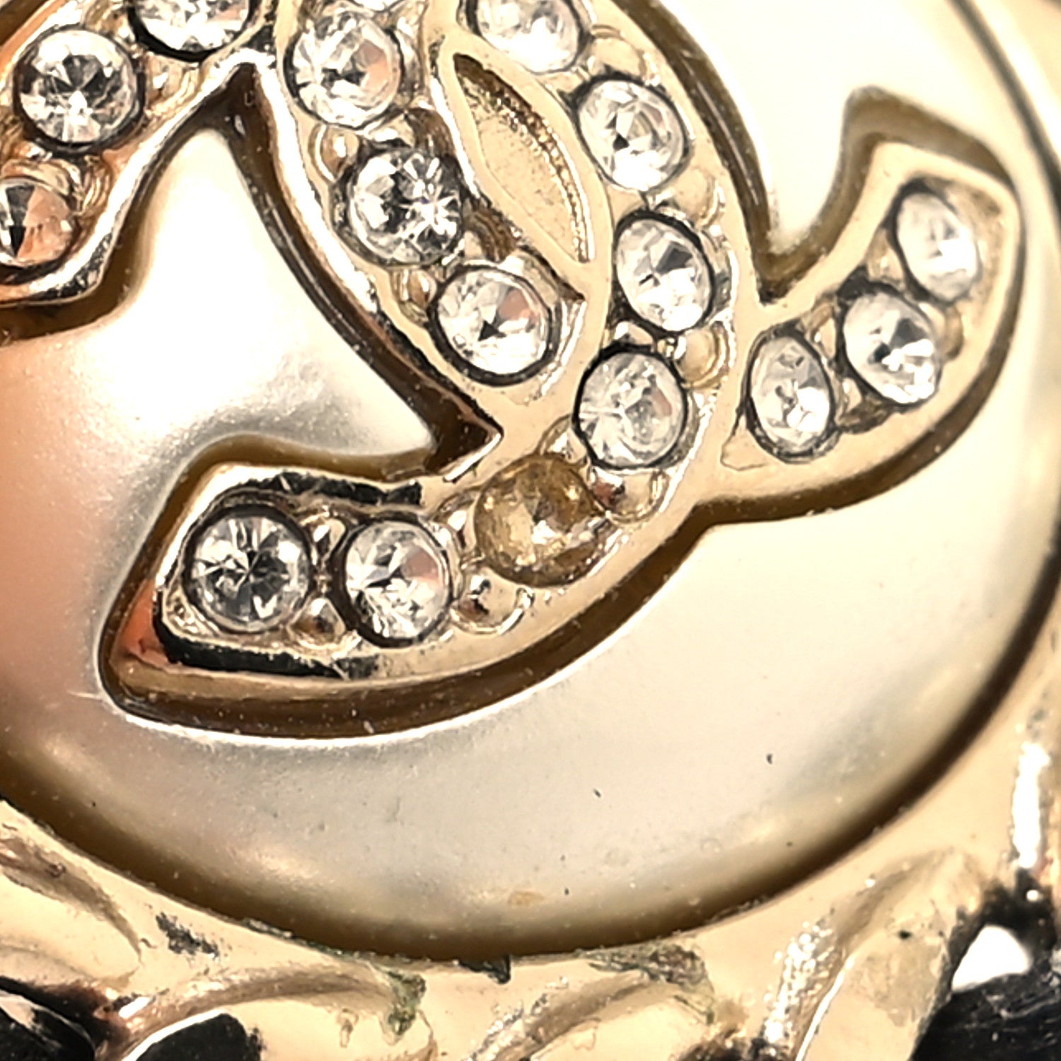 Chanel Pearl Crystal Lambskin CC Earrings Gold Black 5 of 6