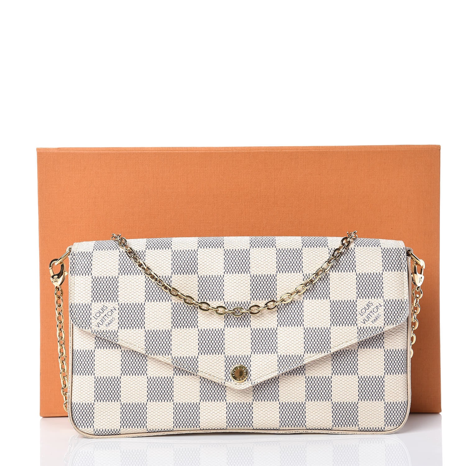 Louis Vuitton Damier Azur Pochette Felicie Chain Wallet Rose Ballerine 11 of 11