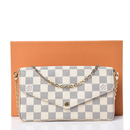 Louis Vuitton Damier Azur Pochette Felicie Chain Wallet Rose Ballerine 11 of 11