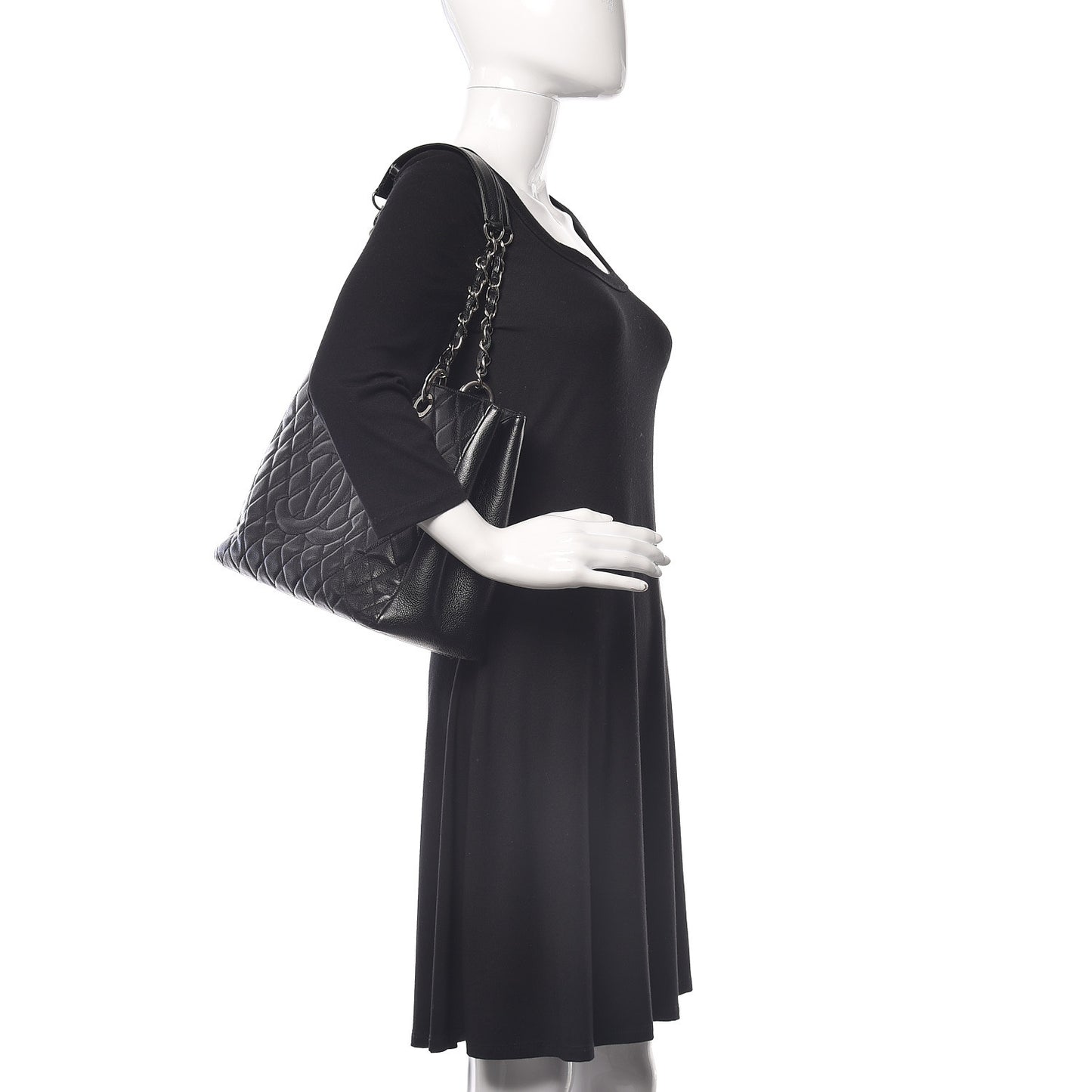 Caviar Quilted Grand Shopping Tote GST Black