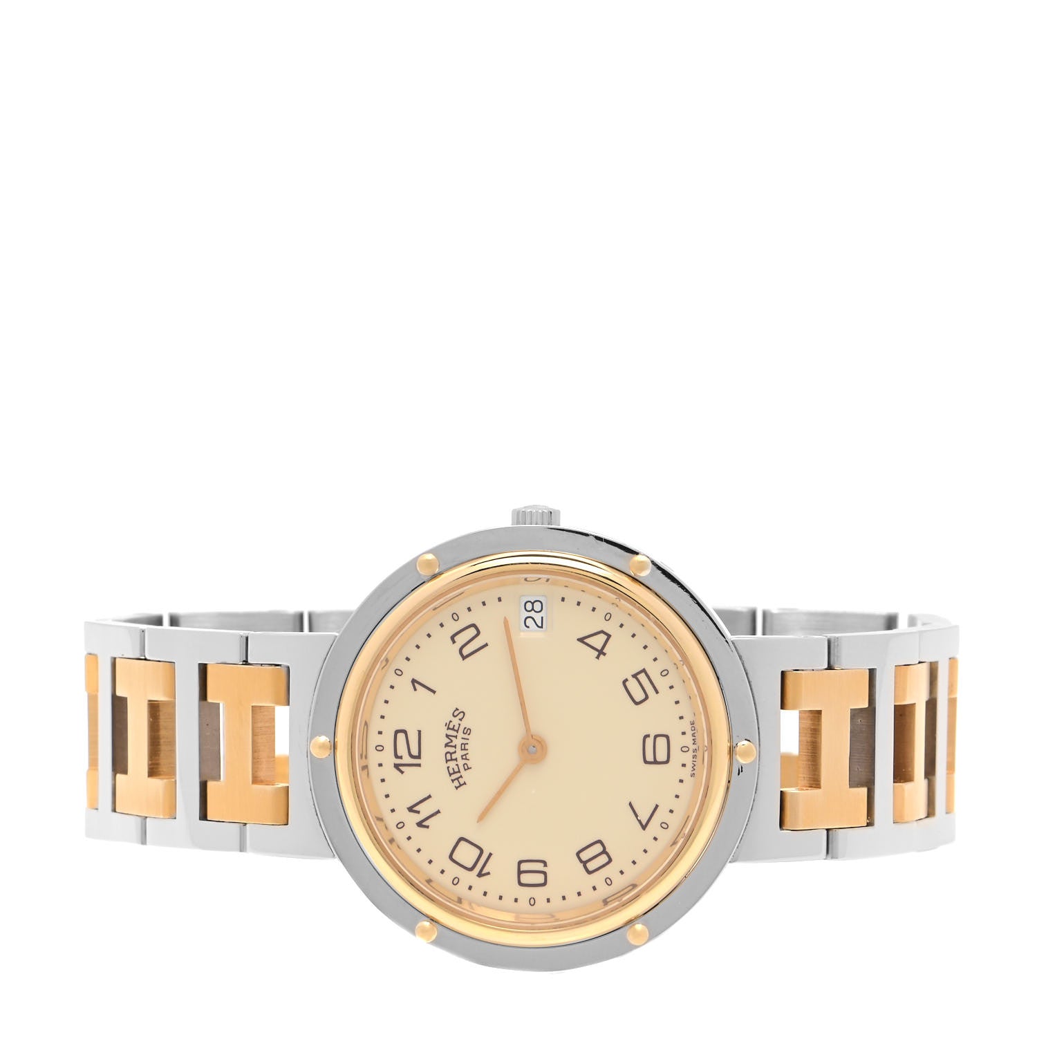 Hermes Stainless Steel 34mm Clipper Quartz Watch Gold 2 of 4