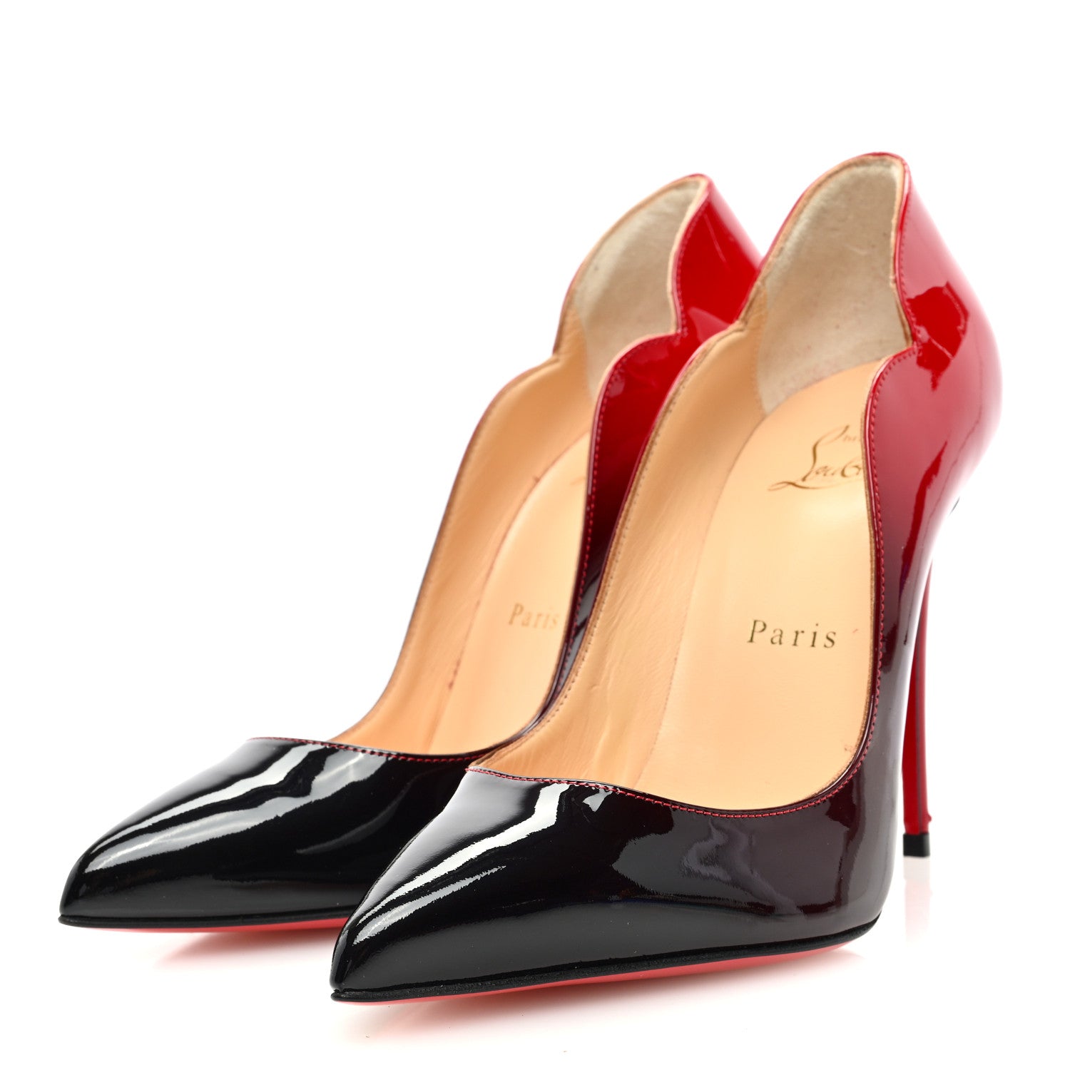 Christian Louboutin Patent Degrade Hot Chick 100 Pumps 36.5 Black Red 3 of 10
