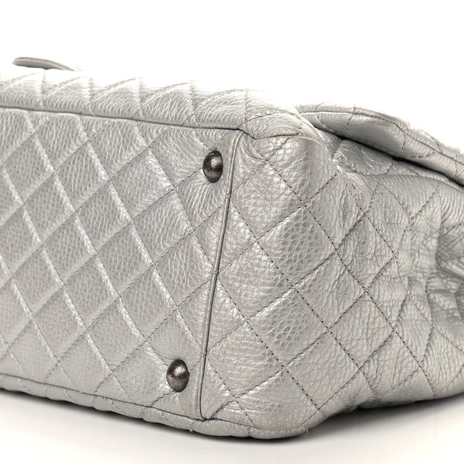 Chanel Metallic Calfskin Quilted XXL Travel Flap Bag Silver 8 of 8