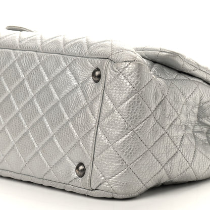 Chanel Metallic Calfskin Quilted XXL Travel Flap Bag Silver 8 of 8