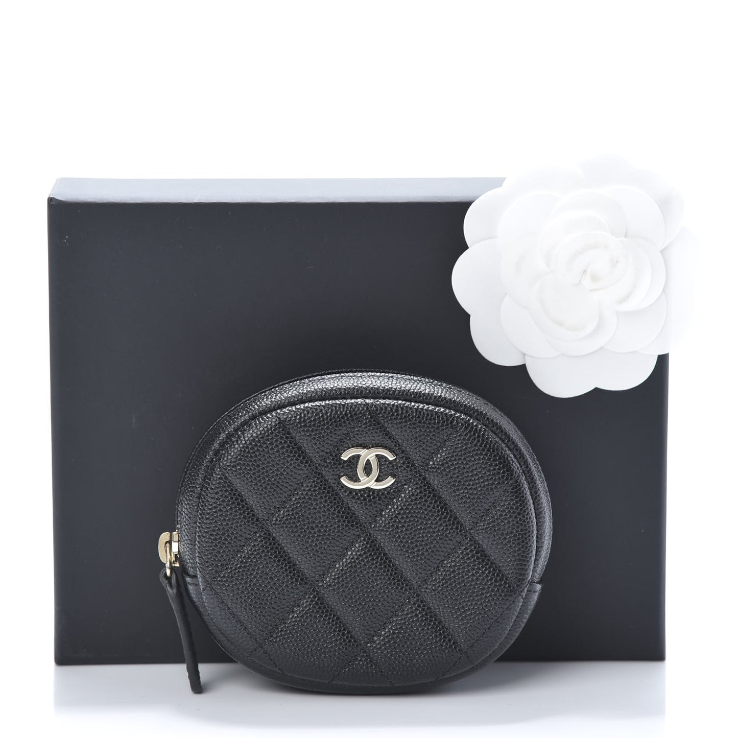 Caviar Quilted Zip Around Classic Coin Purse Black