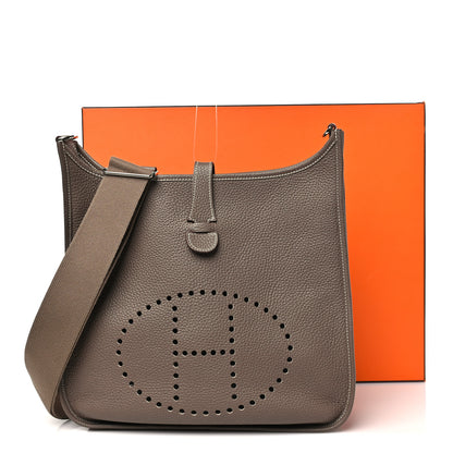 Hermes Taurillon Clemence Evelyne III PM Etoupe 11 of 11