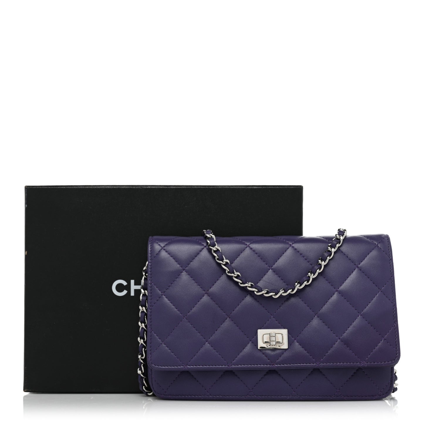 Lambskin Quilted Reissue Wallet On Chain WOC Purple
