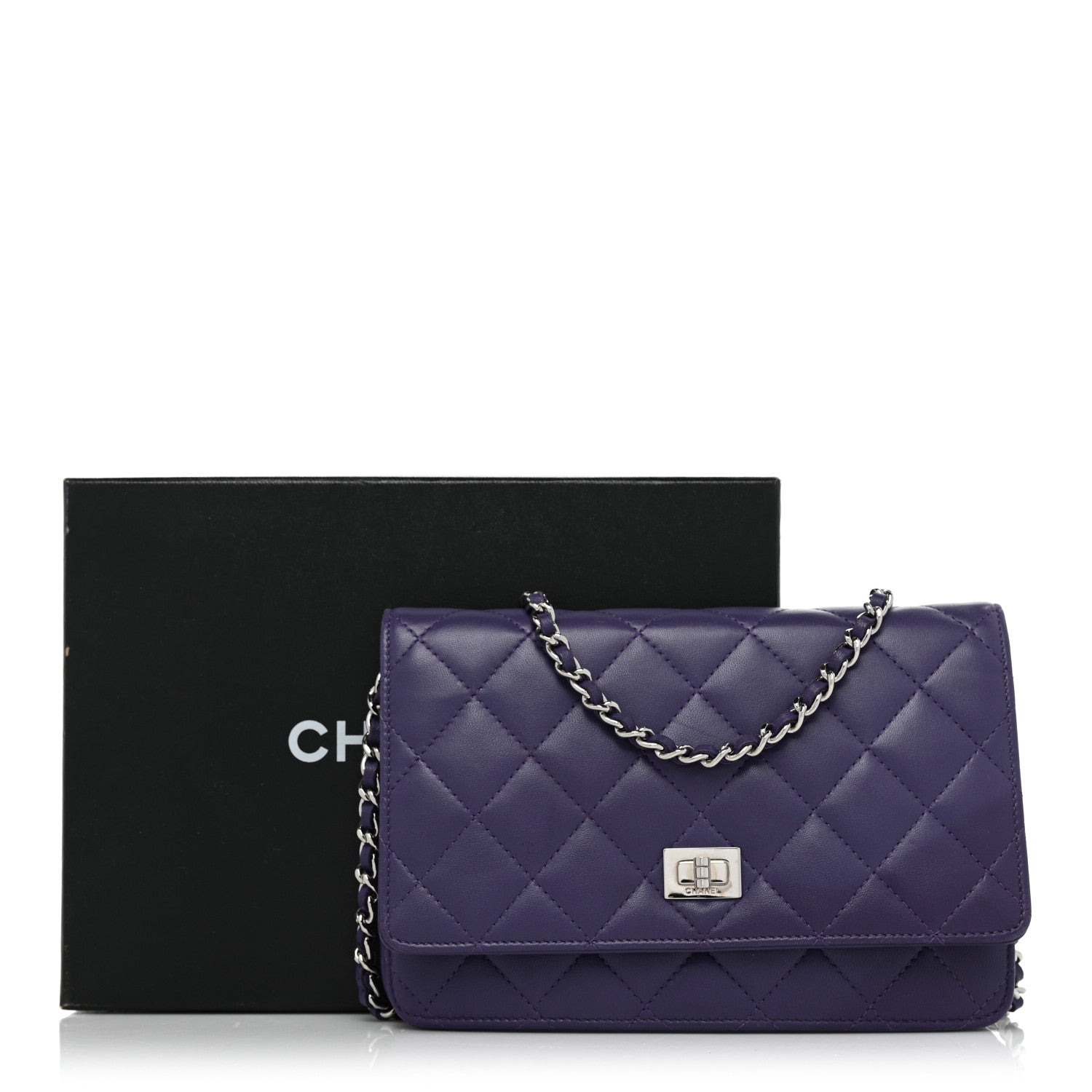 Chanel Lambskin Quilted Reissue Wallet On Chain WOC Purple 16 of 16