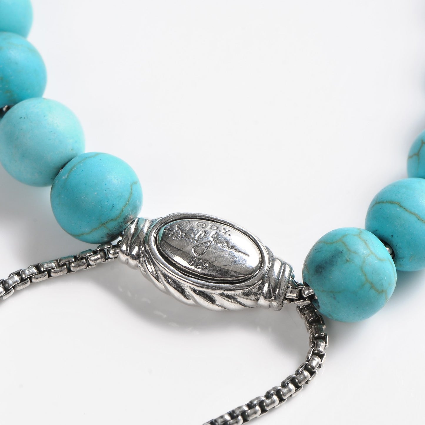 Sterling Silver Turquoise 8mm Spiritual Beads Adjustable Bracelet