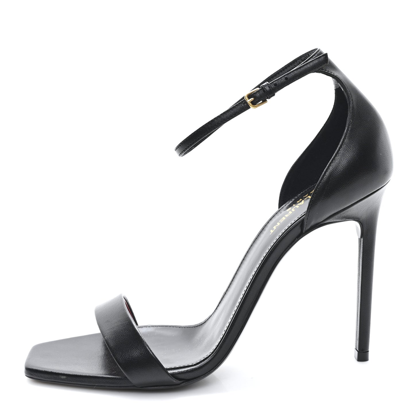 Calfskin Tripon Amber 105 Ankle Strap Sandals 40.5 Black