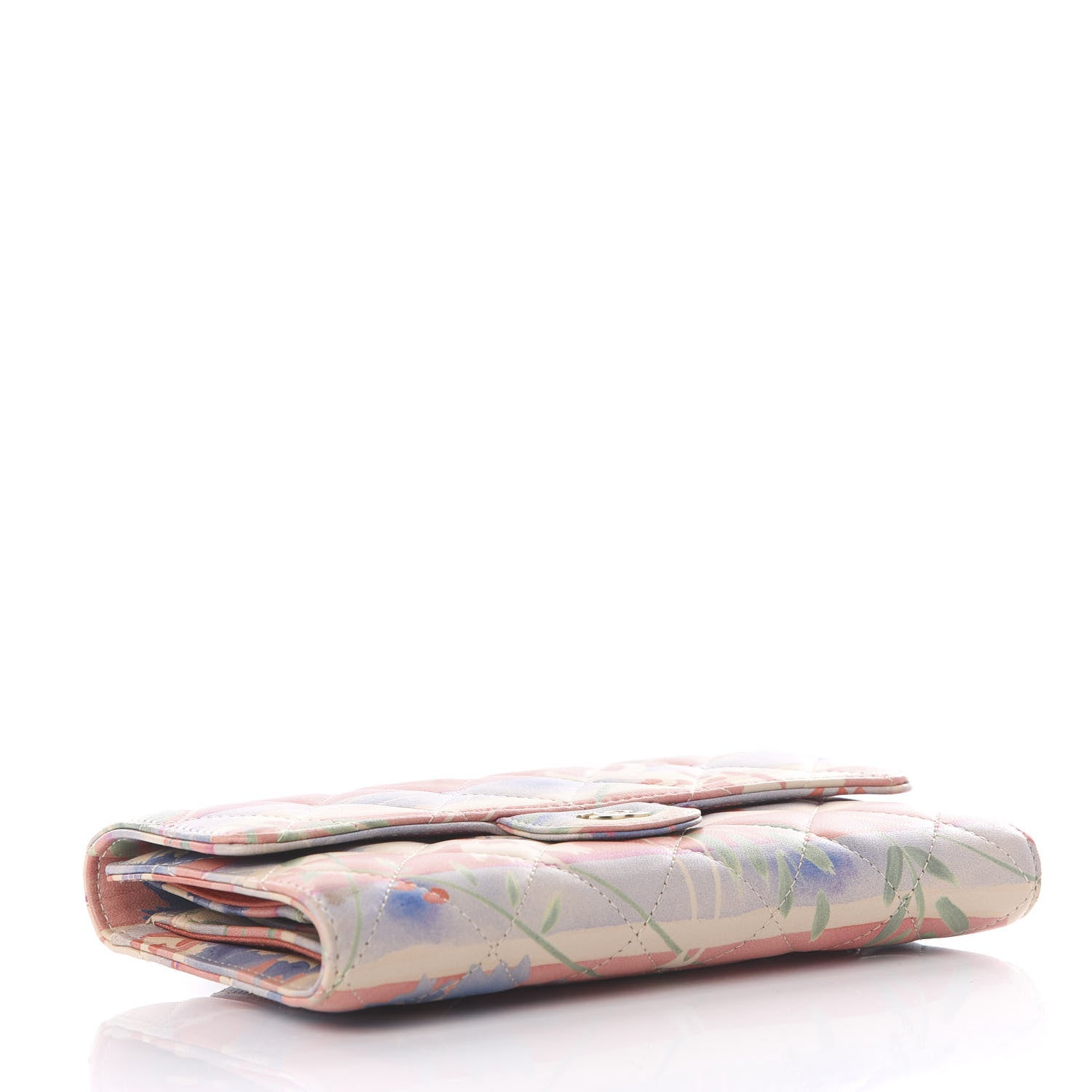 Chanel Lambskin Floral Printed Quilted Long Flap Wallet Multicolor 3 of 9