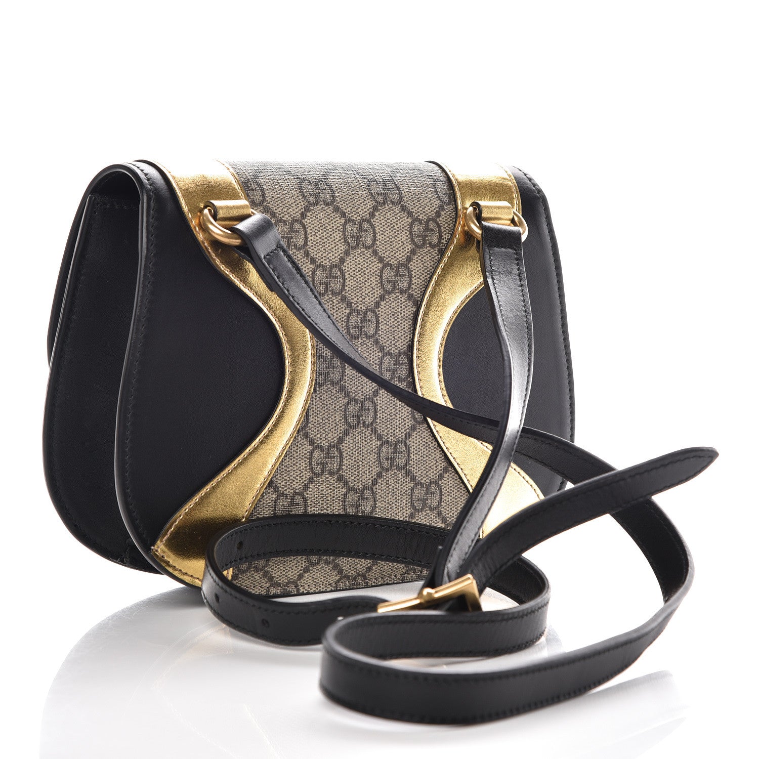 Gucci GG Supreme Monogram Small Osiride Shoulder Bag Black Gold 3 of 9
