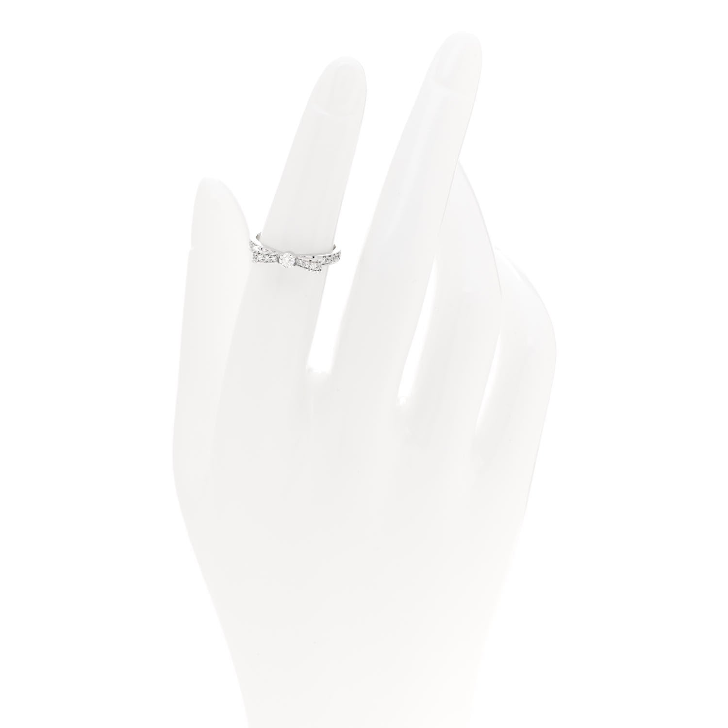 Chanel 18K White Gold Diamond Ruban Ring 49 4.75 2 of 7
