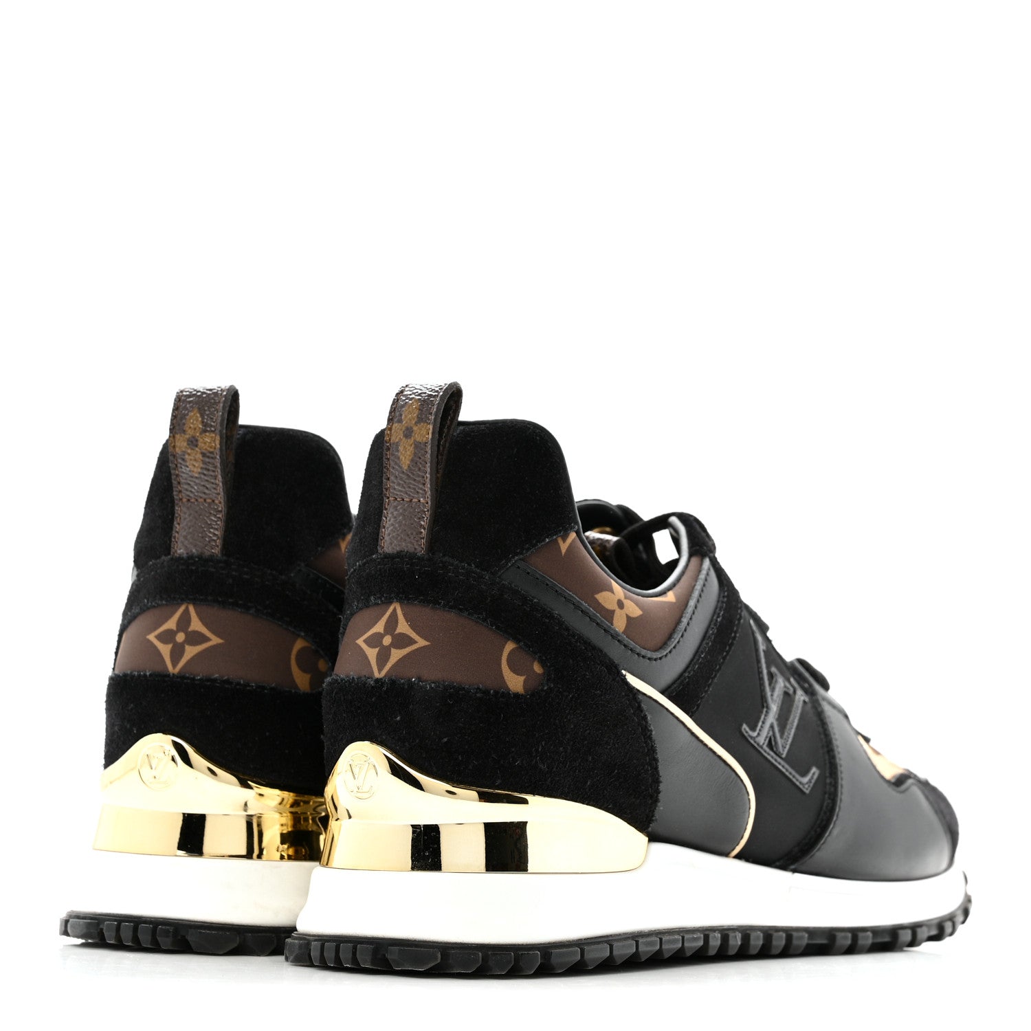 Louis Vuitton Suede Calfskin Recycled Monogram Nylon Run Away Sneakers 39 Black 5 of 13