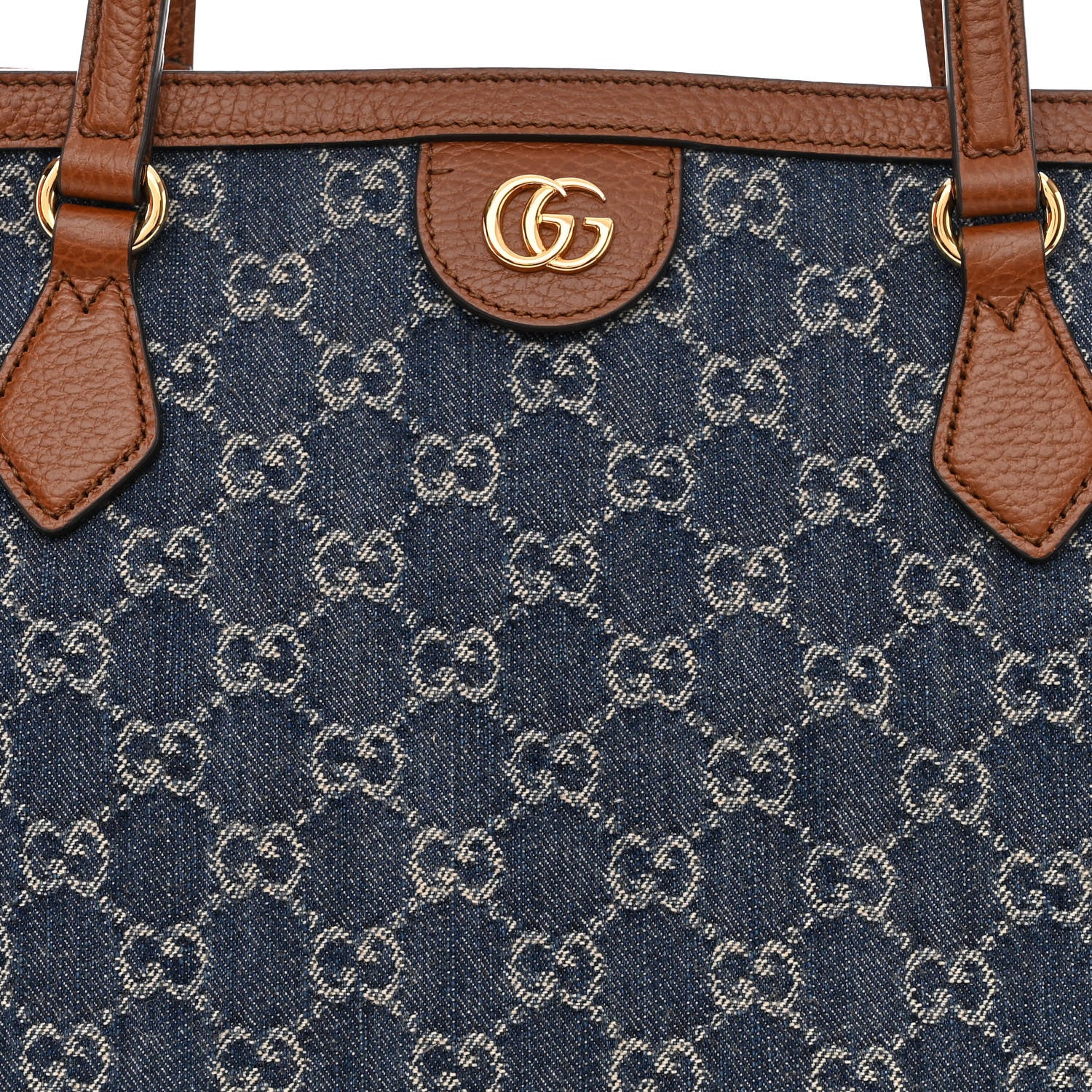 Gucci New Denim GG Monogram Medium Ophidia Shopping Tote Blue Tea Cuir 8 of 10