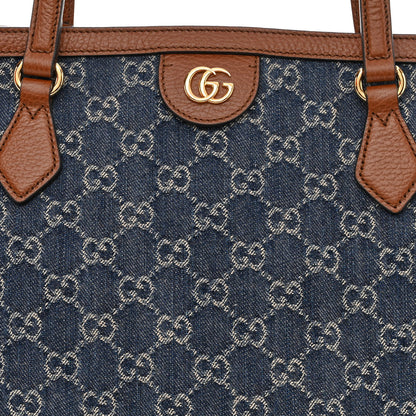 Gucci New Denim GG Monogram Medium Ophidia Shopping Tote Blue Tea Cuir 8 of 10