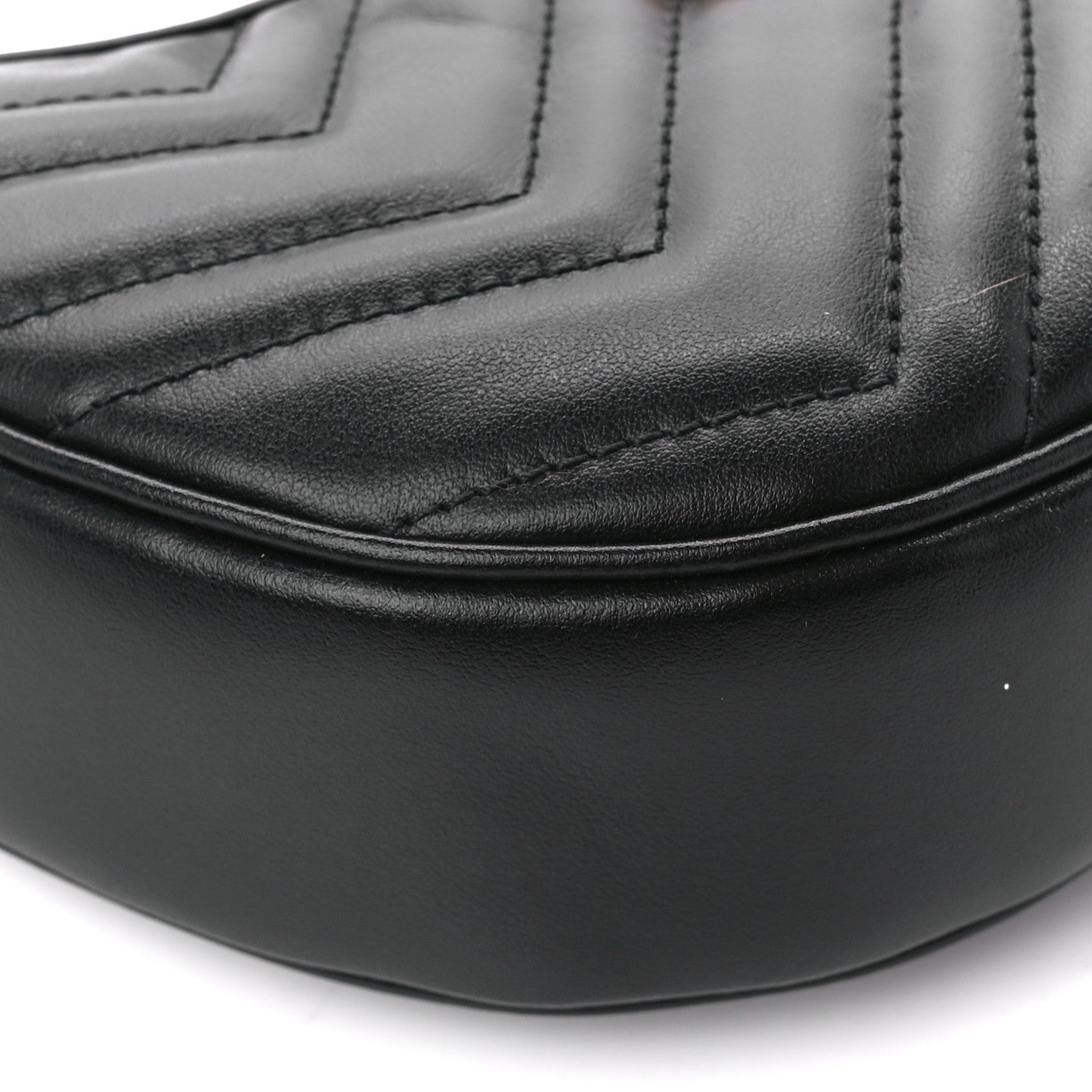 Gucci Calfskin Matelasse Chevron Mini GG Marmont Half Moon Hobo Black 9 of 11