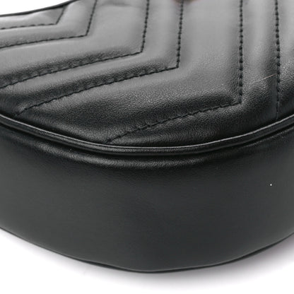 Gucci Calfskin Matelasse Chevron Mini GG Marmont Half Moon Hobo Black 9 of 11