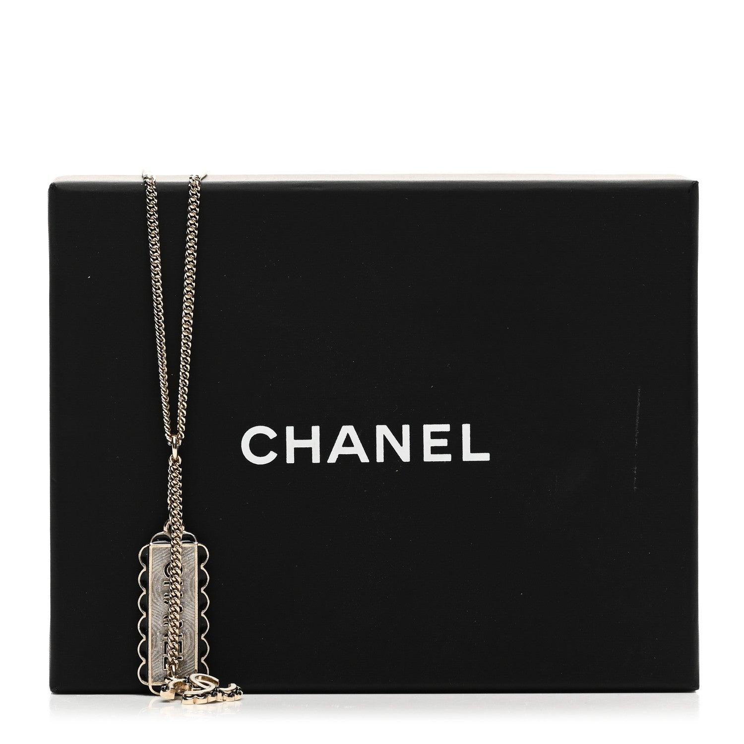 Chanel Enamel CC Logo Necklace Gold Black White 6 of 6