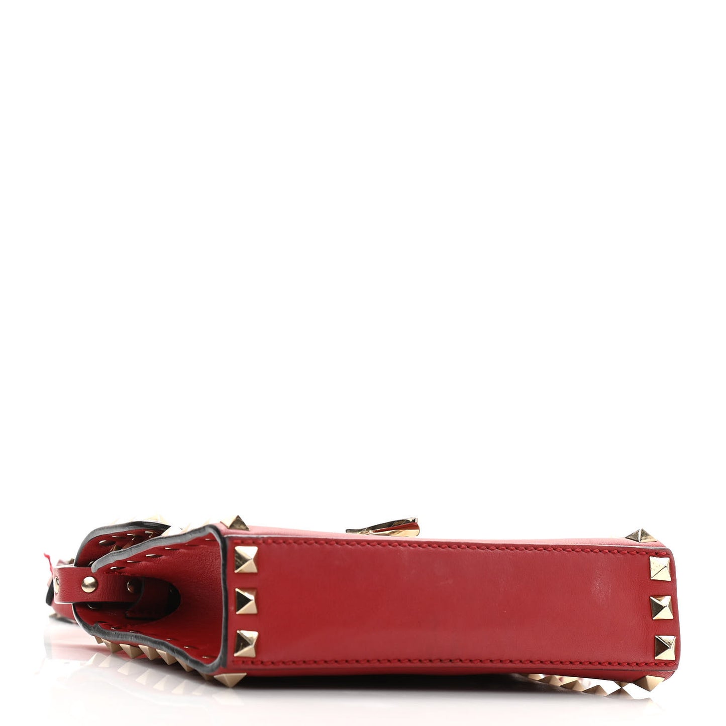 Vitello Mini Rockstud Flip Lock Crossbody Bag Red