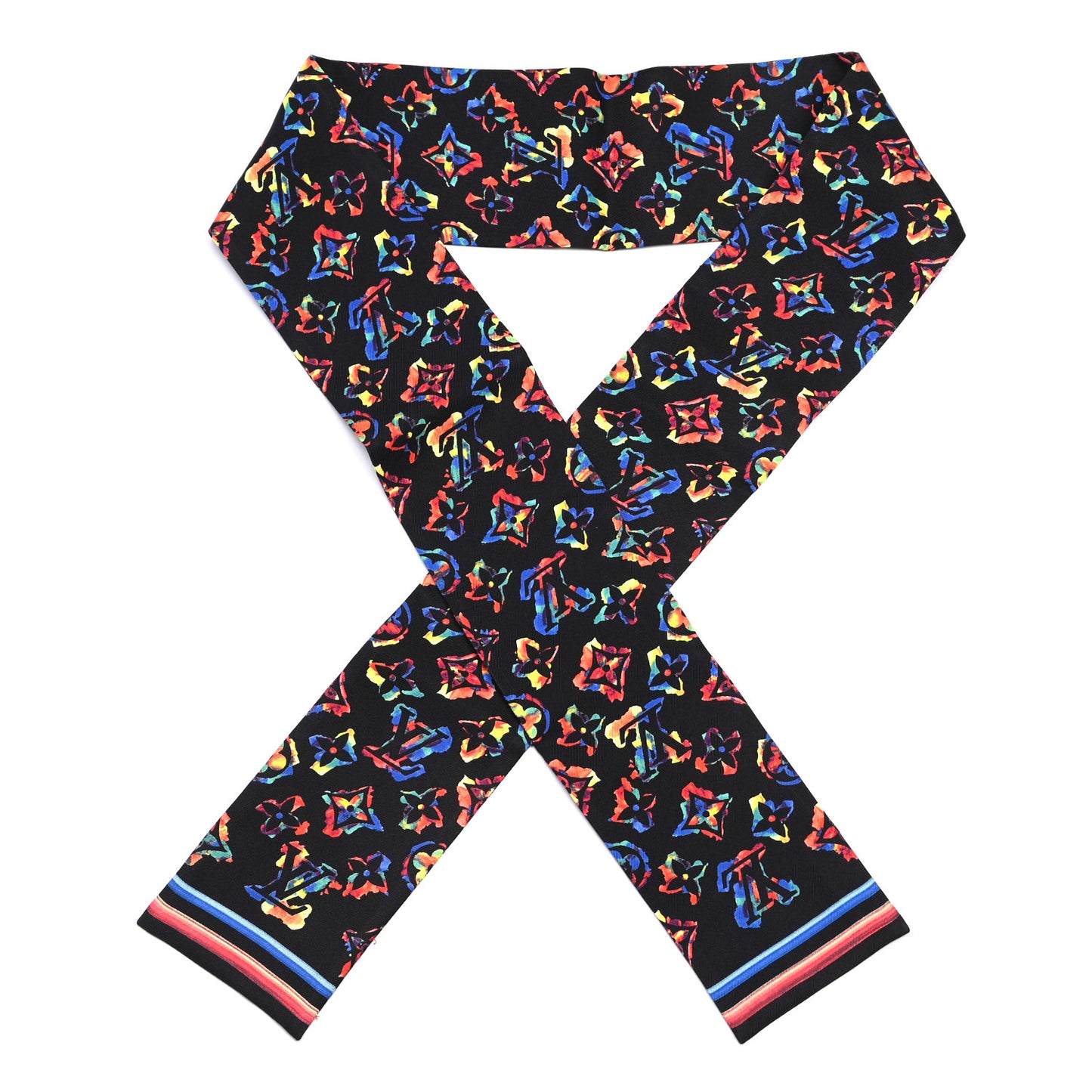 Silk Monogram Rainbow Bandeau Black